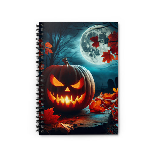 Halloween-Themed Spiral Notebook, Pumpkin Decor Journal, Fall Notepad, Spooky Stationery, Autumn Writing Gift