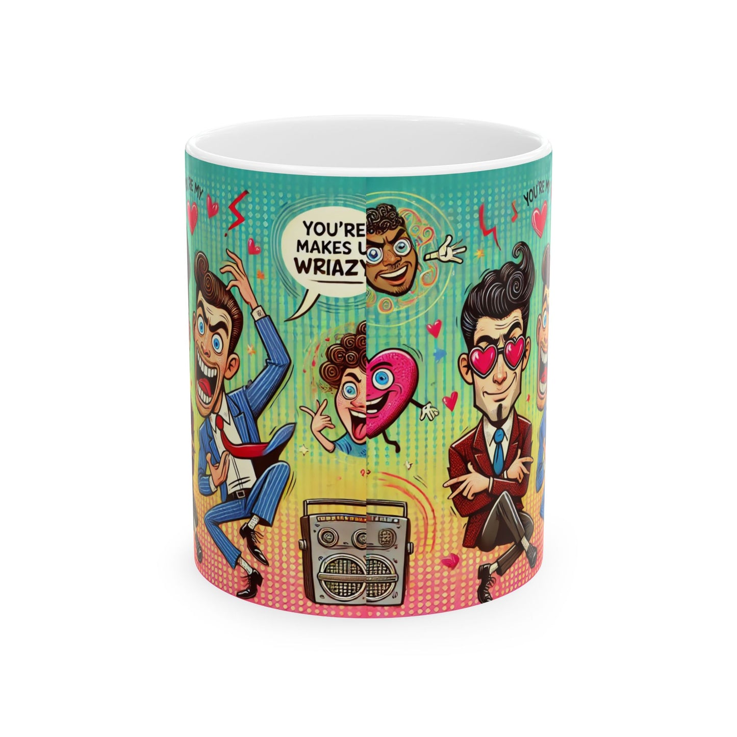 Whimsical Love Ceramic Mug - Fun Design for Couples & Friends