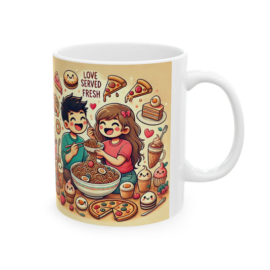 Cute Foodie Love Ceramic Mug - Perfect Gift for Food Lovers & Couples