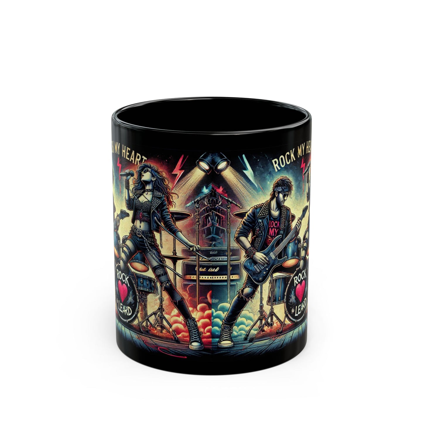 Rock My Heart Black Mug - 11oz & 15oz | Perfect Gift for Music Lovers