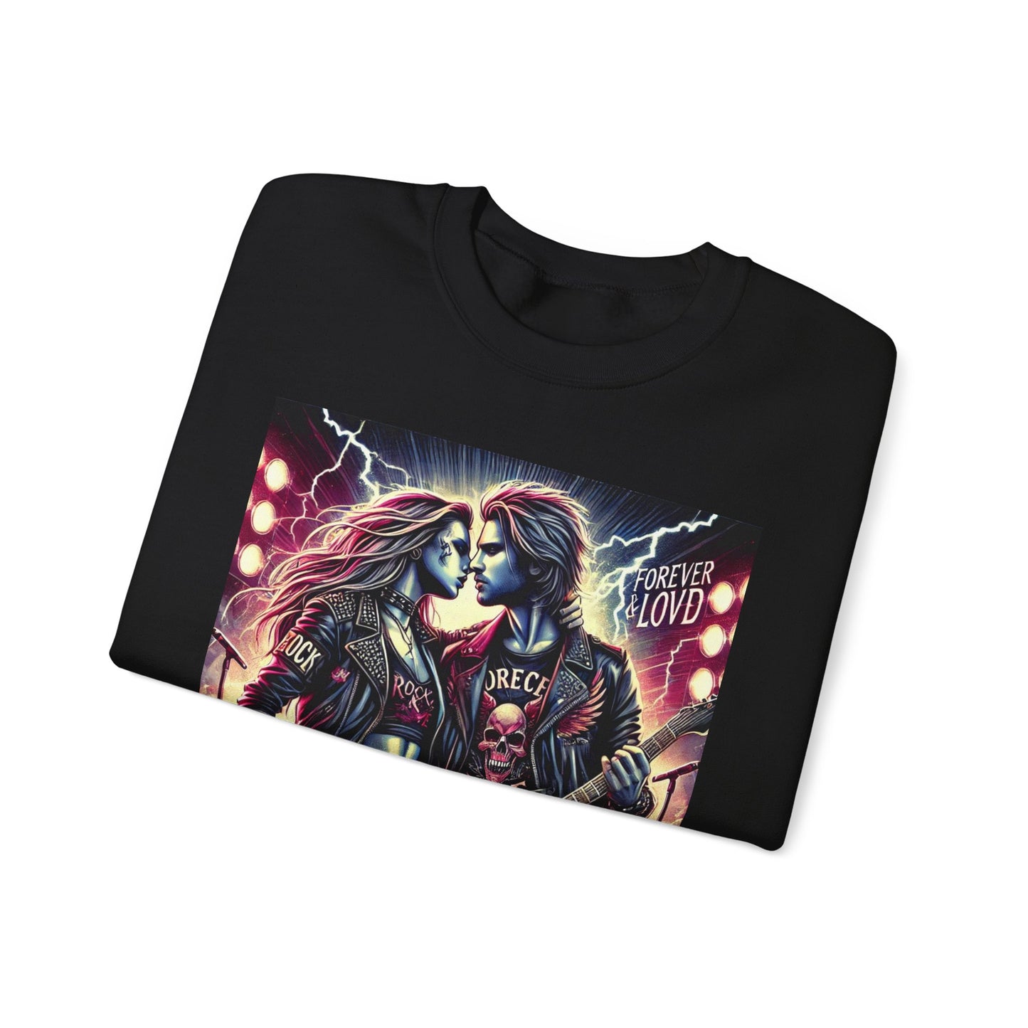 Rock & Roll Romance Crewneck Sweatshirt - Forever Loved Graphic