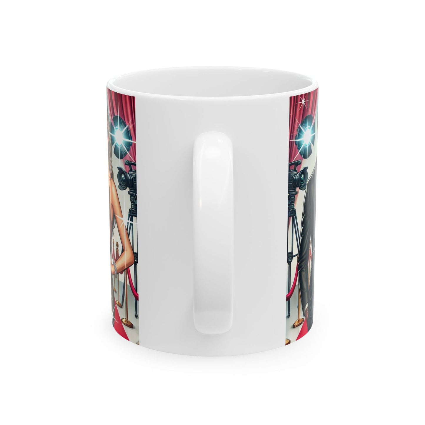 Star-Studded Ceramic Mug - Glamorous Movie Night Design