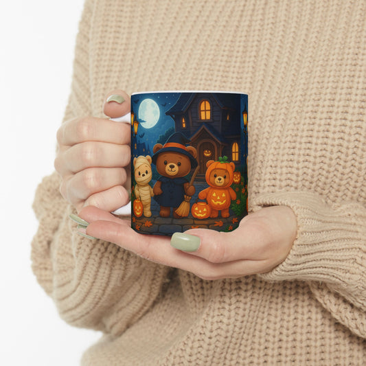 Adorable Halloween Bear Mug, Cute Bear Mug, Spooky Coffee Cup, Halloween Decor, Fall Gift, Trick-or-Treat Mug