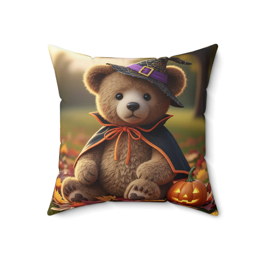 Cozy Halloween Bear Pillow, Decorative Fall Cushion, Autumn Home Decor, Seasonal Throw Pillow, Cute Halloween Gift Ideas