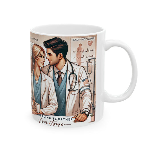 Healing Together Ceramic Mug - Inspirational Doctor & Nurse Design for Medical Professionals