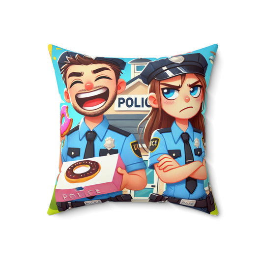 Funny Police Themed Square Pillow - Perfect for Home Decor and Gifting