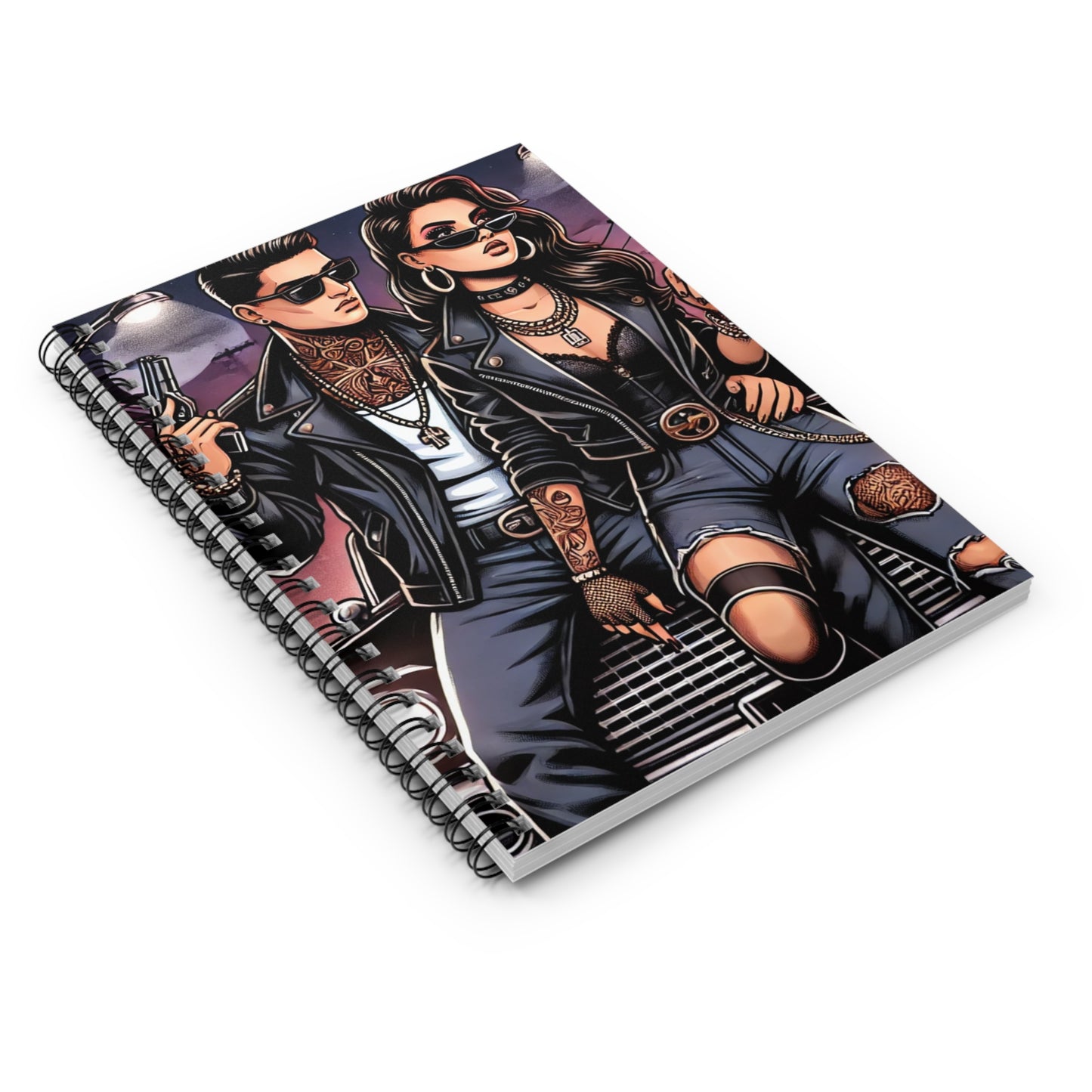 Rebel Vibes Spiral Notebook - Ruled Line with Edgy Couple Design