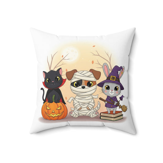 Halloween Themed Spun Polyester Square Pillow, Festive Cat, Dog, and Bunny Design, Cozy Home Decor, Halloween Gift, Fall Decor, Autumn [...]
