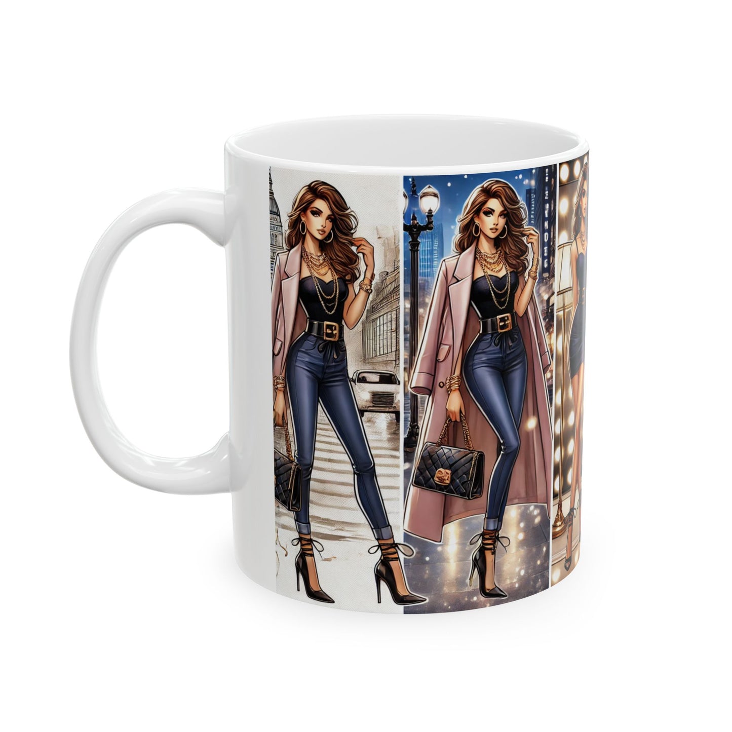 Stylish Fashionista Ceramic Mug - Chic 11oz & 15oz Coffee Cup
