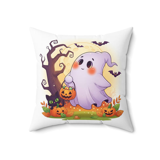 Halloween Ghost Decorative Pillow, Spooky Home Decor, Autumn Accent Pillow, Cute Halloween Cushion, Cozy Pillow for Fall