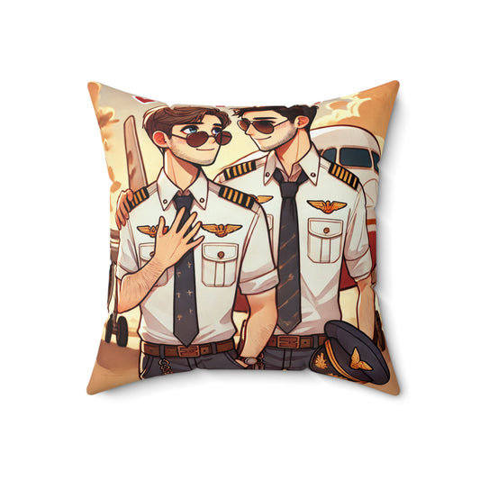 Pilot Love Square Pillow - Cozy Decorative Cushion for Aviation Enthusiasts