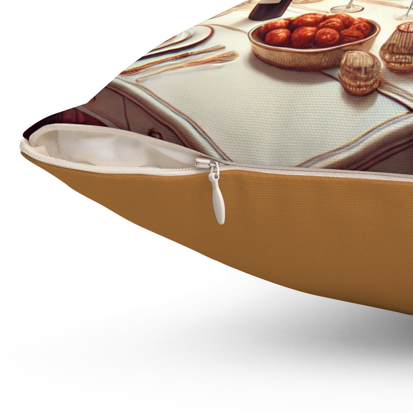 Romantic Dinner Spun Polyester Square Pillow - Cozy Home Decor for Couples