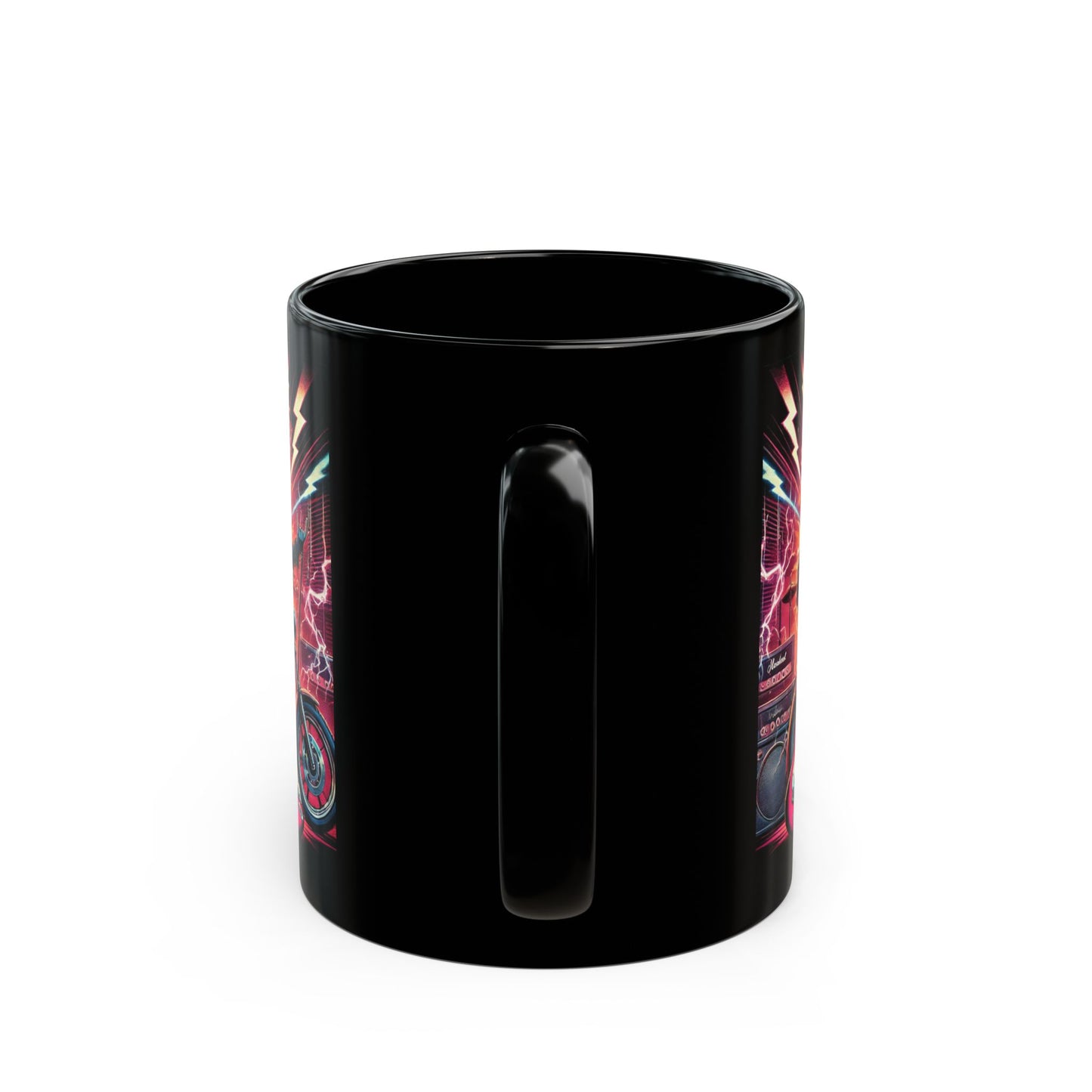 Rock & Love Motorcycle Mug - 11oz & 15oz Black Coffee Cup for Bikers, Music Lovers, Gift Idea