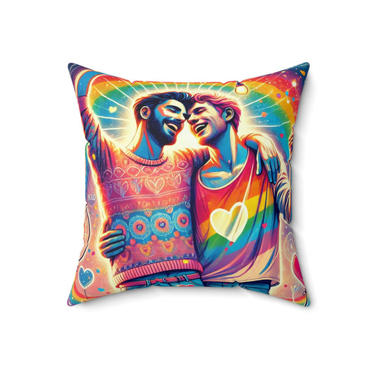 Pride Love Square Pillow - Colorful LGBTQ+ Art Cushion for Home Décor