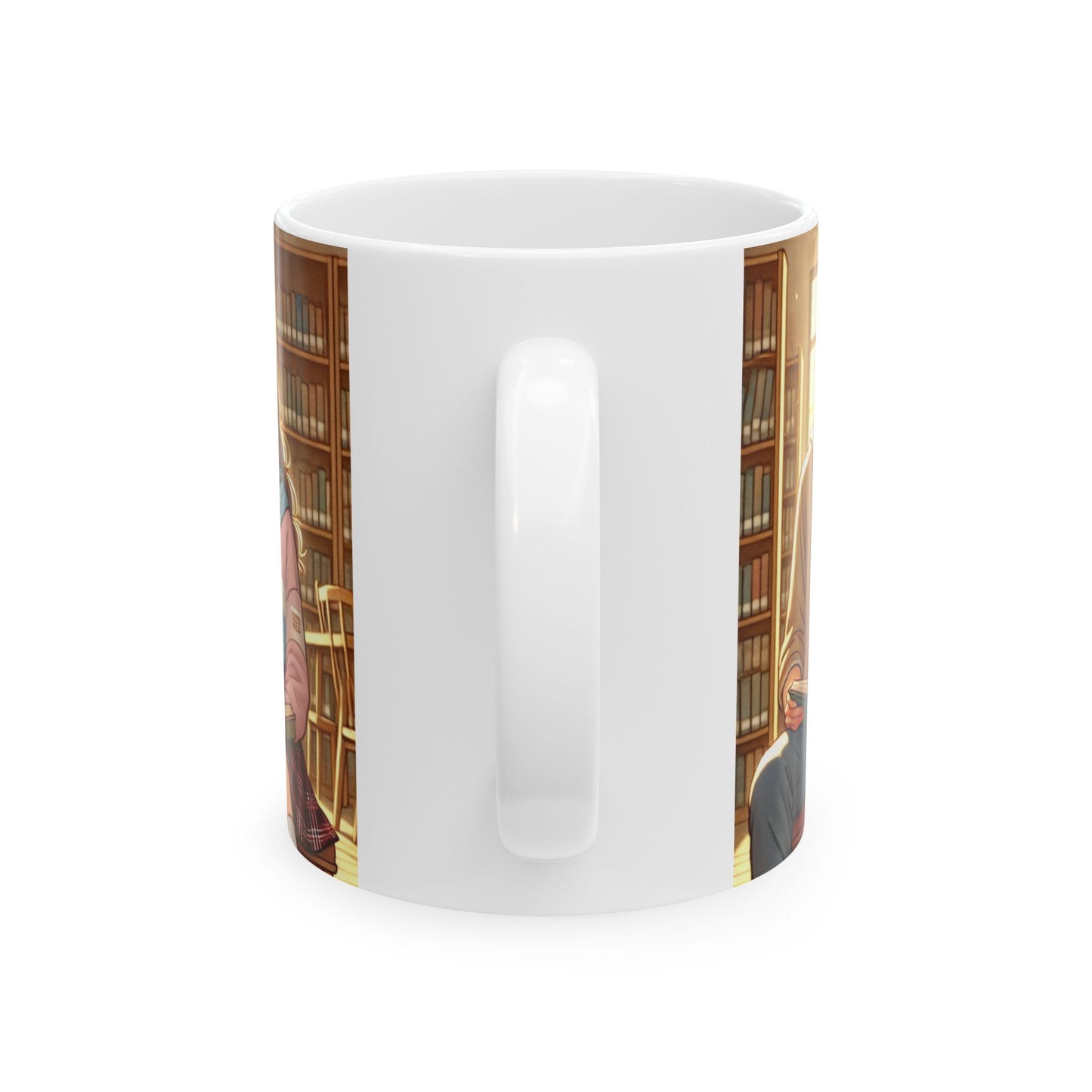 Cozy Book Lovers Ceramic Mug - Cute Library Scene - 11oz & 15oz