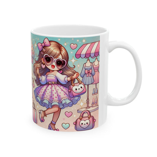 Chic Fashionista Ceramic Mug - Cute Shop Design (11oz, 15oz)