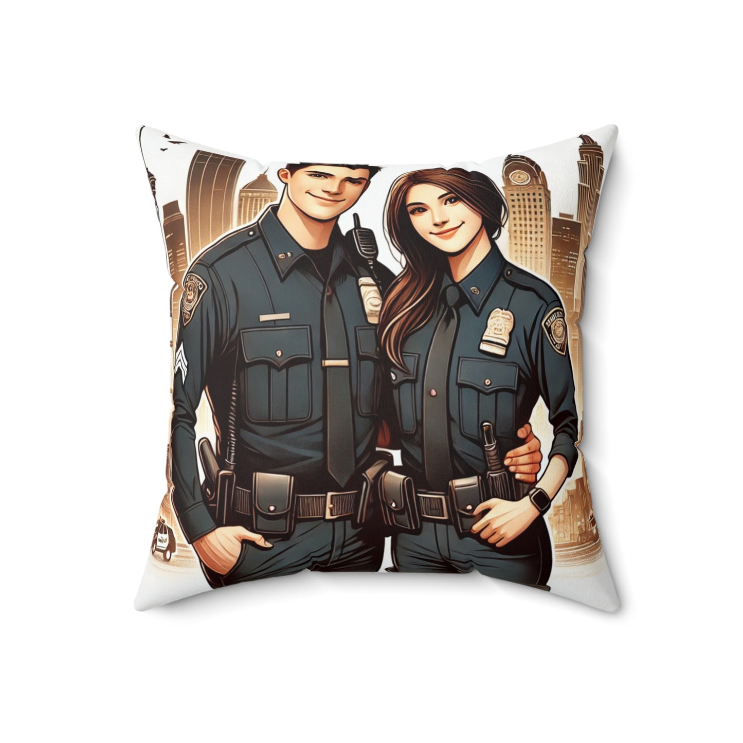 Cozy Police-Themed Square Pillow - Perfect Gift for Law Enforcement Supporters