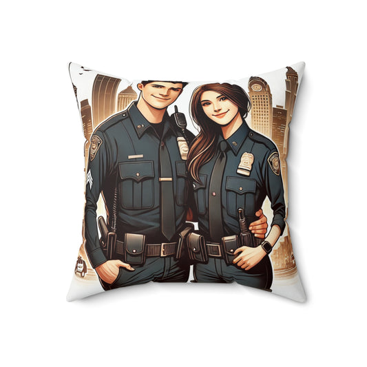 Cozy Police-Themed Square Pillow - Perfect Gift for Law Enforcement Supporters