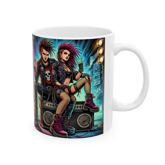 Punk Rock Ceramic Mug – 11oz & 15oz | Vibrant Goth Design for Music Lovers