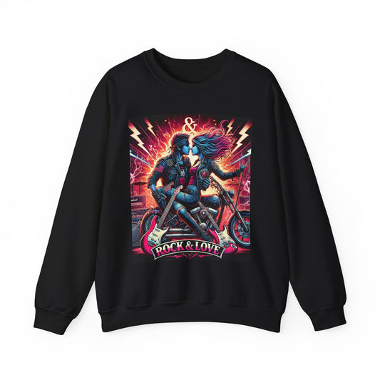 Rock & Love Unisex Heavy Blend Crewneck Sweatshirt - Vintage Biker Style