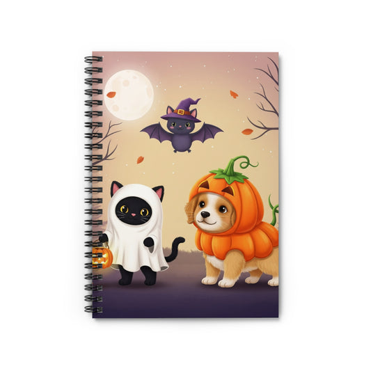 Cute Halloween Spiral Notebook - Ruled Line, Pumpkin & Cat Design, Kids’ Journaling, Back to School Supplies, Fall Decor, Halloween Gift