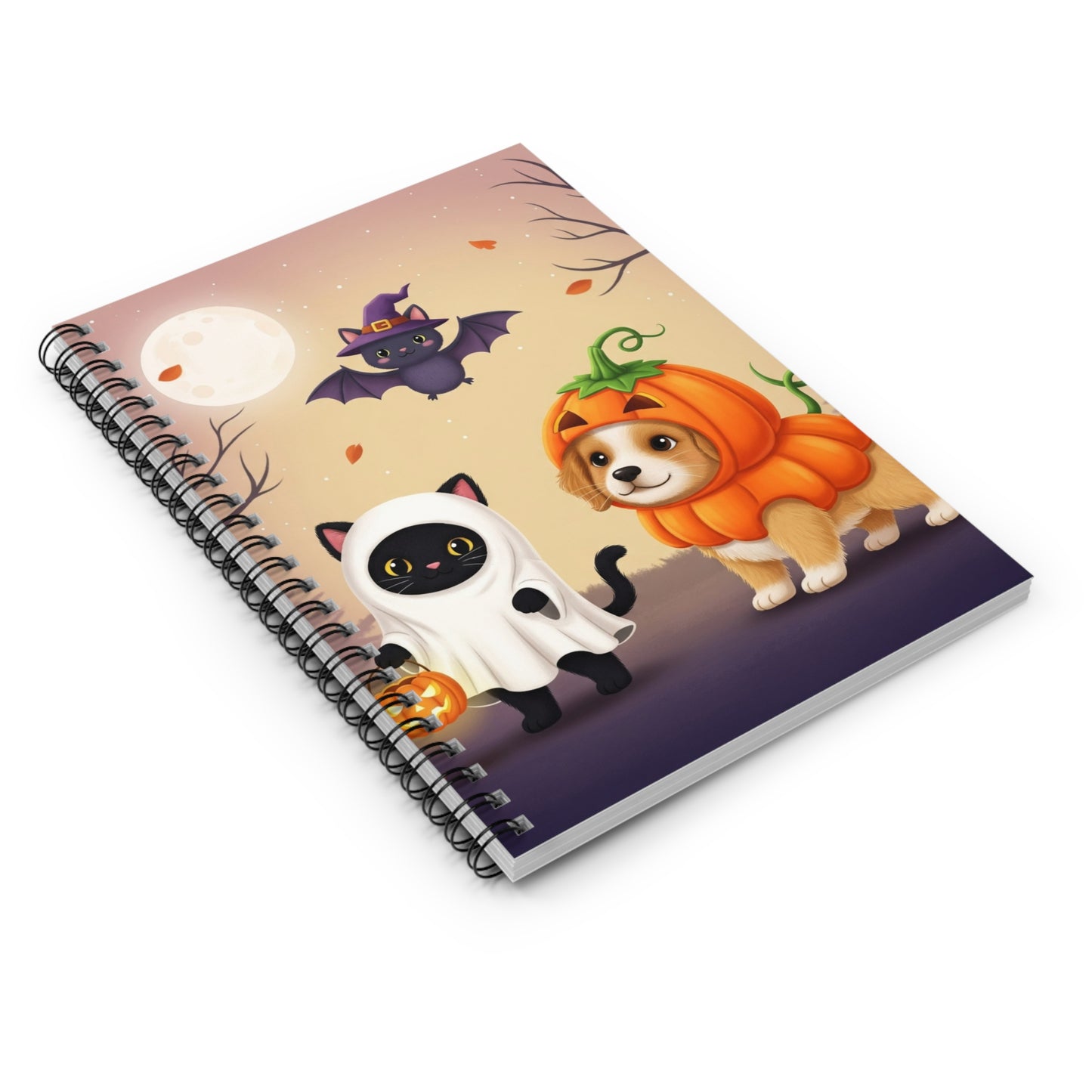Cute Halloween Spiral Notebook - Ruled Line, Pumpkin & Cat Design, Kids’ Journaling, Back to School Supplies, Fall Decor, Halloween Gift