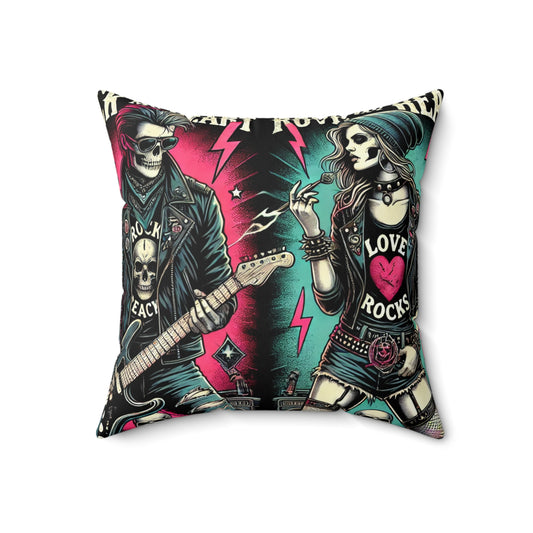Love Rocks Rocker Square Pillow | Gothic Decor for Music Lovers
