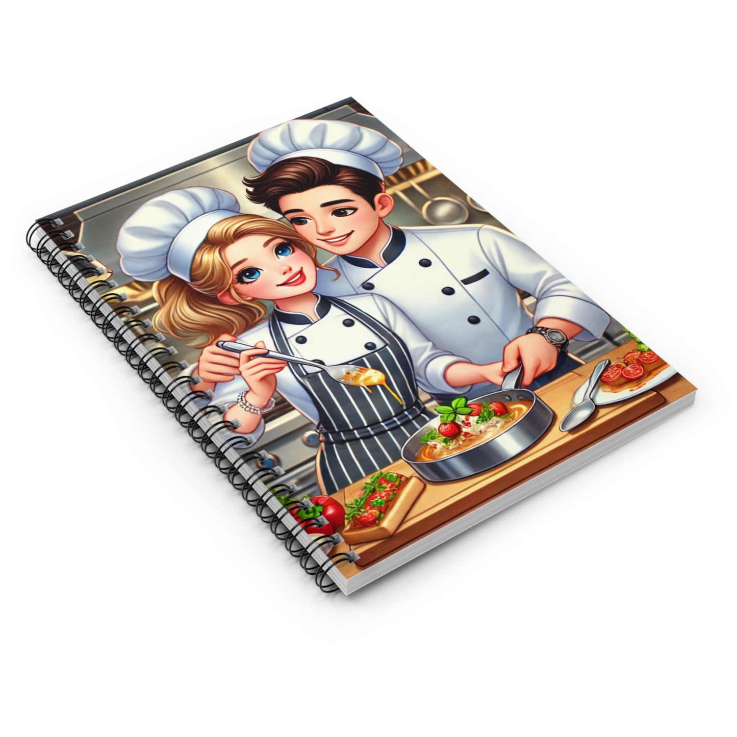 Romantic Chef Spiral Notebook - Ruled Lines, Cute Cooking Design for Food Lovers