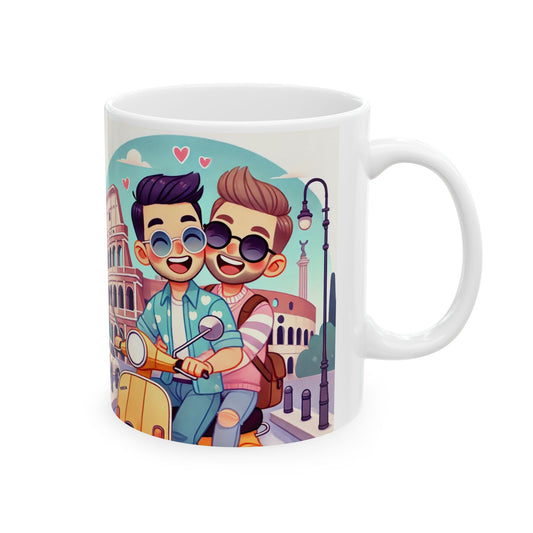 Whimsical Couples Ceramic Mug - Perfect for Coffee Lovers and Romantic Gifts