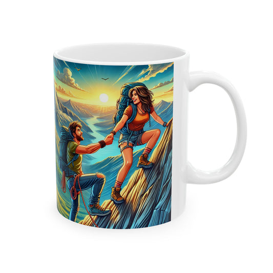 Adventure Seekers Ceramic Mug - Mountain Climbing Design (11oz, 15oz)