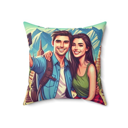 Adventure Vibes Square Pillow - Perfect for Travel Lovers & Home Decor