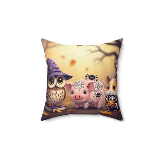 Adorable Halloween Animal Pillow, Cozy Decor for Fall, Perfect for Kids' Rooms, Halloween Gifts, Spun Polyester Pillow