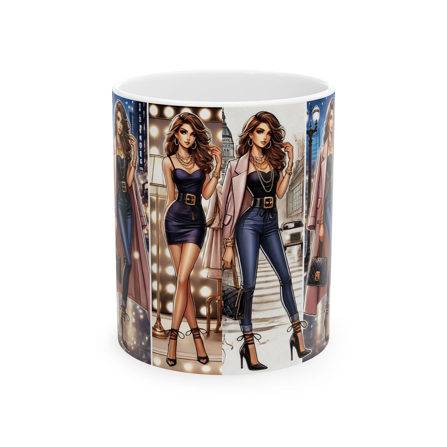 Stylish Fashionista Ceramic Mug - Chic 11oz & 15oz Coffee Cup