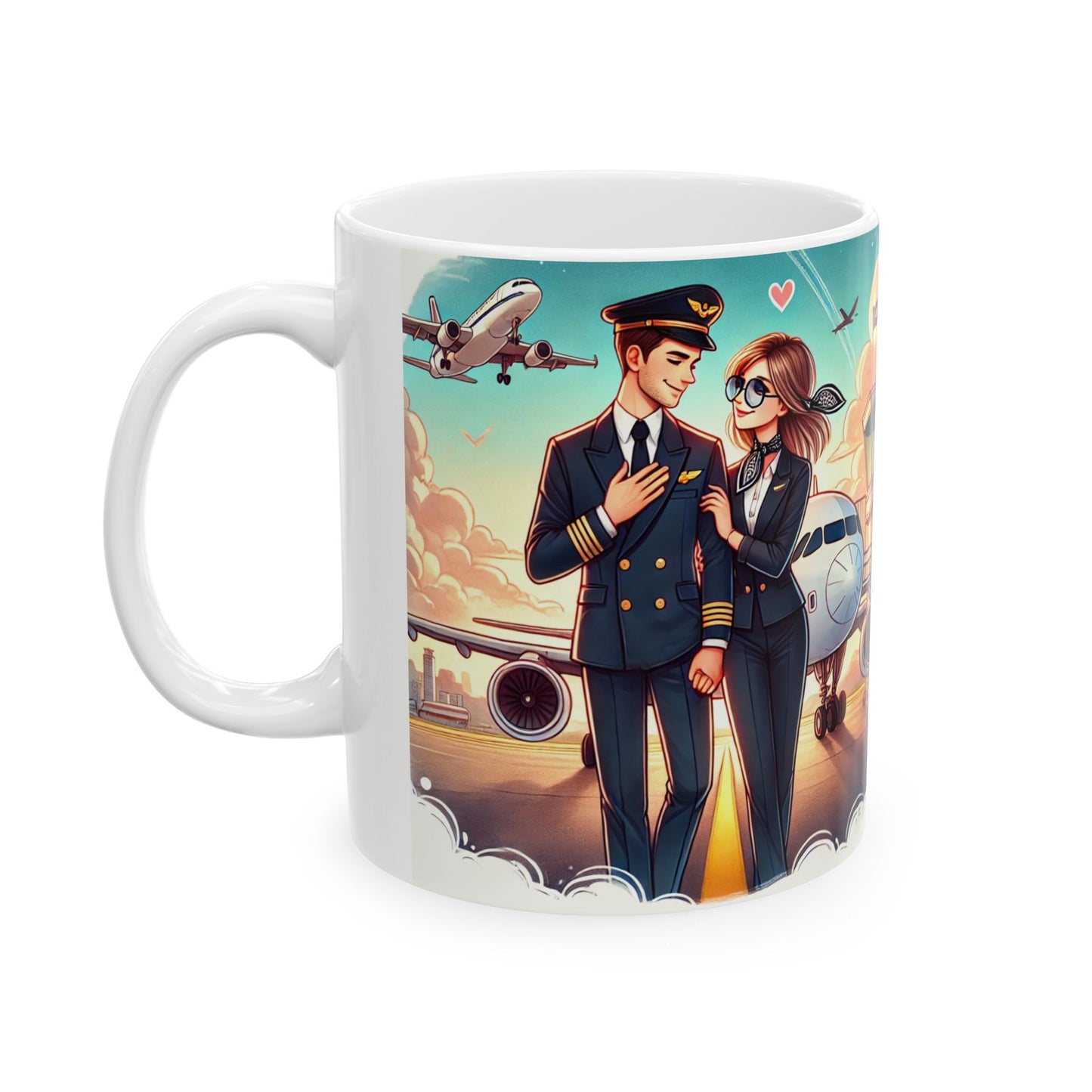Aviation Love Ceramic Mug - Pilot Theme, Perfect Gift for Aviation Enthusiasts