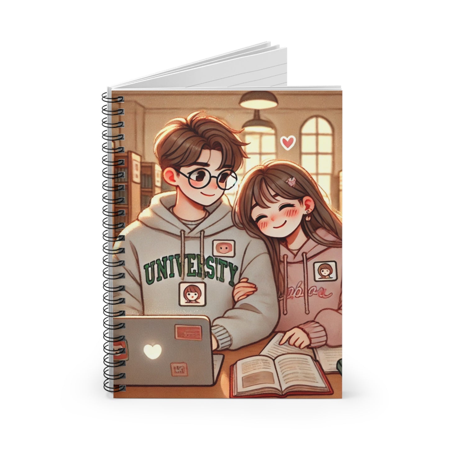 Cute Illustrated Spiral Notebook for Students - Ruled Lines
