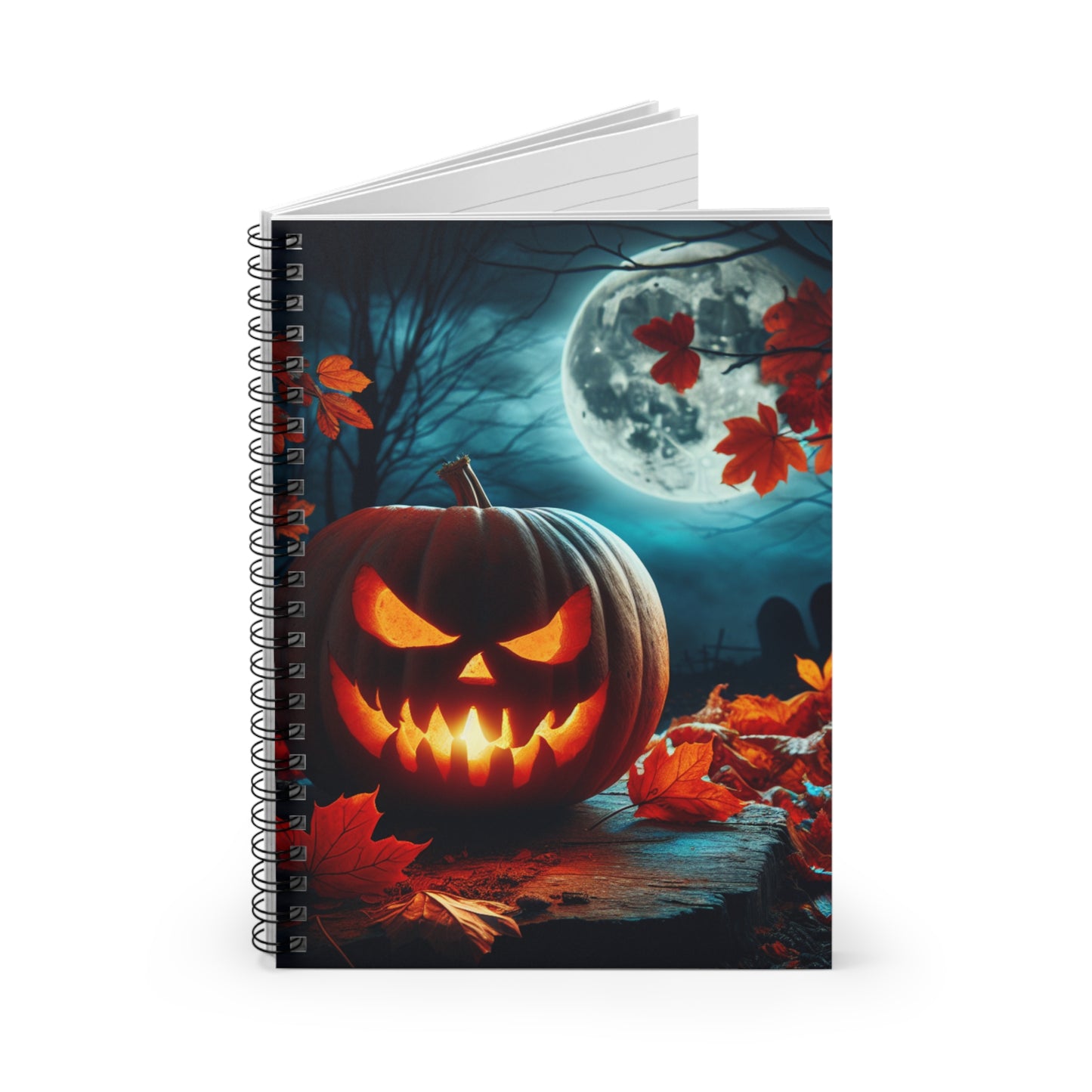 Halloween-Themed Spiral Notebook, Pumpkin Decor Journal, Fall Notepad, Spooky Stationery, Autumn Writing Gift