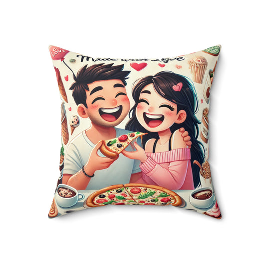 Cute Pizza Love Throw Pillow - Perfect for Couples & Food Lovers