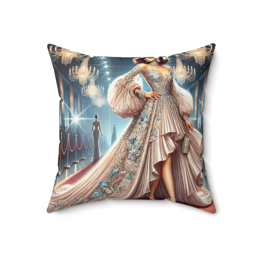 Elegant Evening Gown Decorative Pillow | Luxurious Home Decor Accent