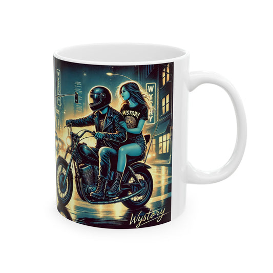 Vintage Motorcycle Ceramic Mug - 11oz & 15oz - Perfect for Bikers & Night Owls