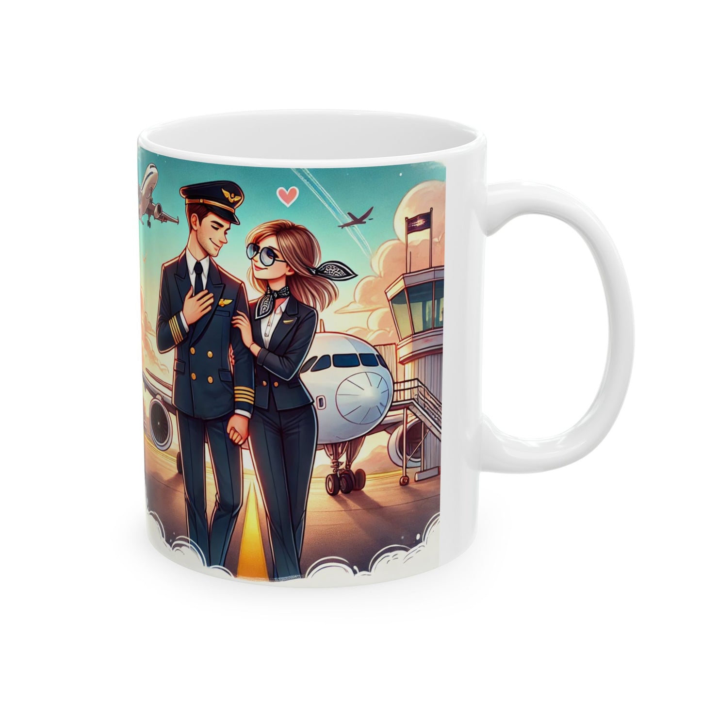 Aviation Love Ceramic Mug - Pilot Theme, Perfect Gift for Aviation Enthusiasts