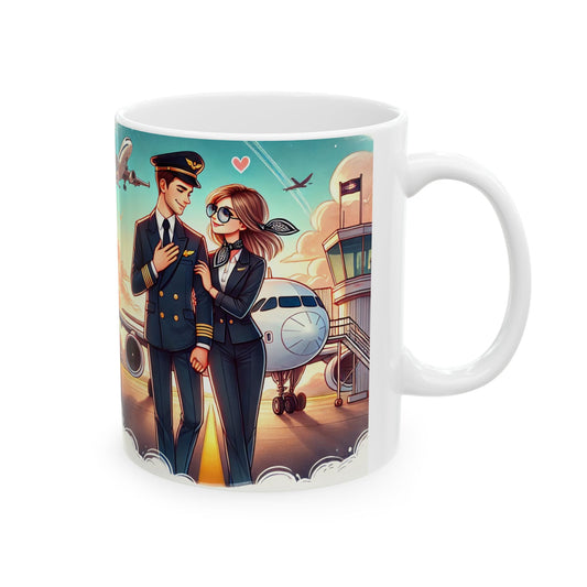 Aviation Love Ceramic Mug - Pilot Theme, Perfect Gift for Aviation Enthusiasts