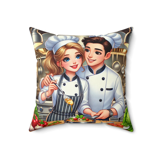 Chef Couple Decorative Pillow - Culinary Kitchen Accent