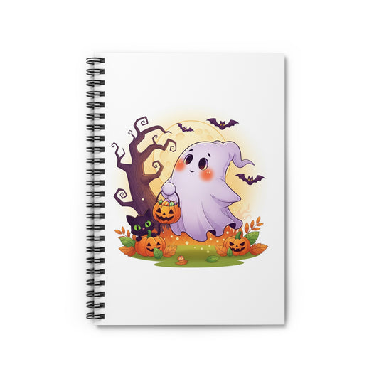 Cute Halloween Ghost Spiral Notebook - Fun Gift for Kids, Haunted House Decor, Back to School Supplies, Journal for Writing