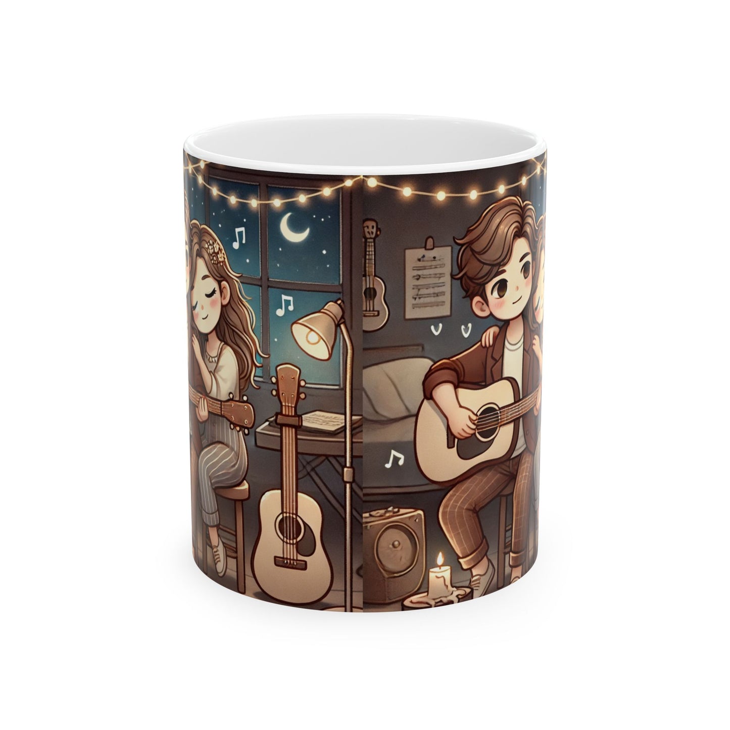 Cozy Music Lovers Ceramic Mug - 11oz & 15oz, Perfect Gift for Musicians and Coffee Enthusiasts