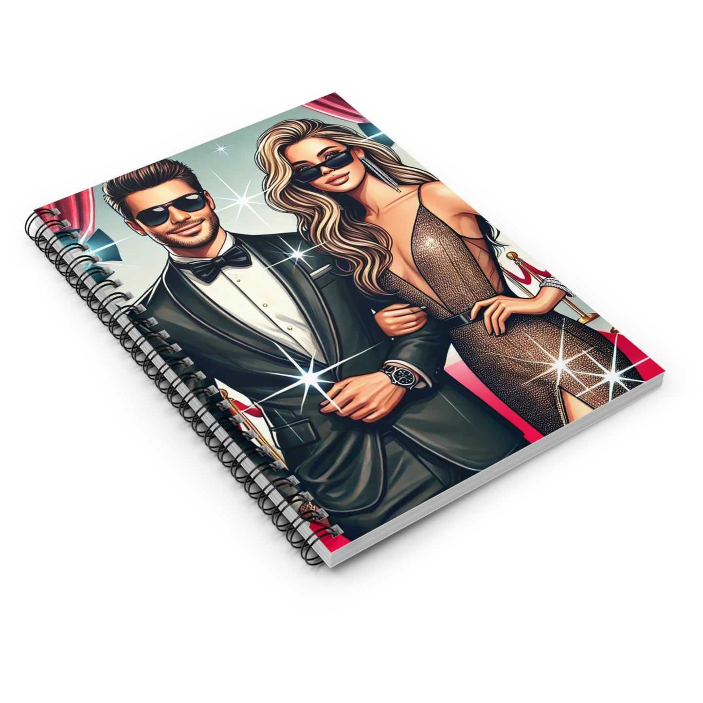 Glamorous Spiral Notebook - Ruled Line Featuring Stylish Couples