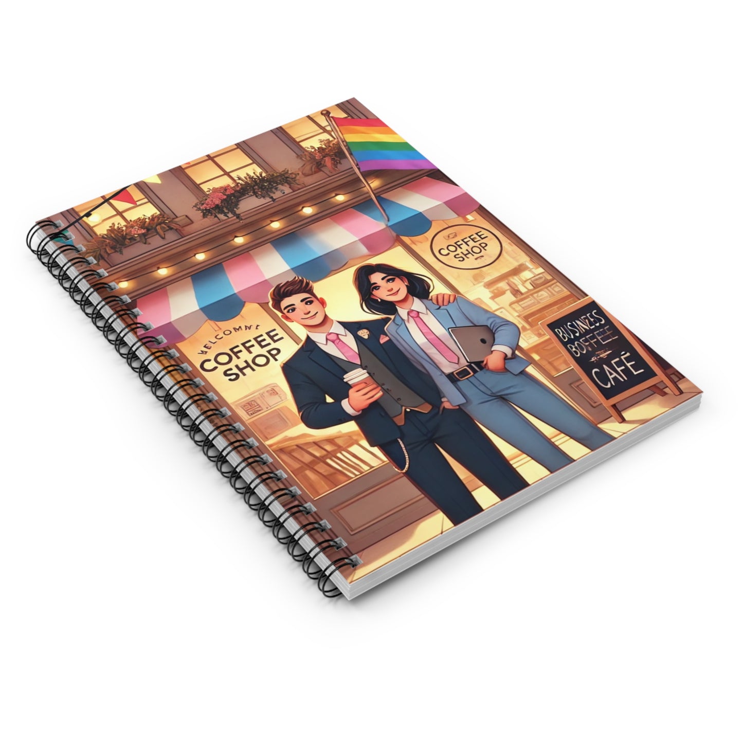 Cozy Café Spiral Notebook - Ruled Line with Charming Coffee Shop Design