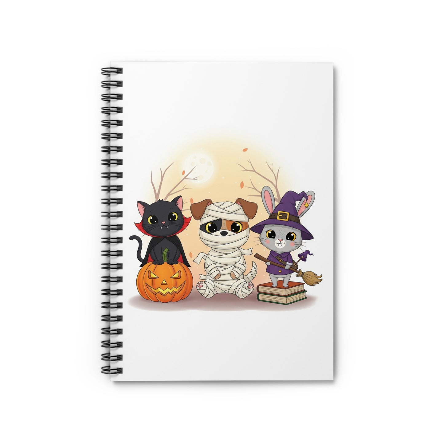 Halloween-Themed Spiral Notebook, Cute Cat and Mummy Design, Ideal for Kids, Journaling, School, Gifts, Fall Decor