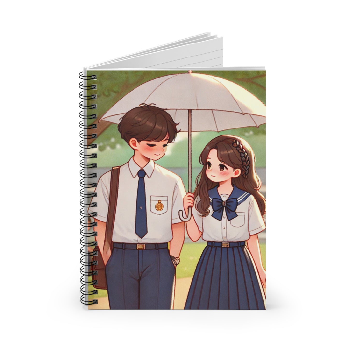 Romantic Spiral Notebook - Cute Couple Design for School or Journaling