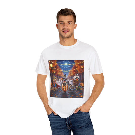 Halloween Dog Parade T-Shirt, Unisex Tee for Dog Lovers, Autumn Apparel, Spooky Season Shirt, Perfect for Costumes, Fall Festivals
