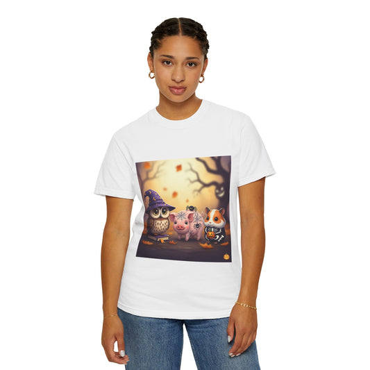 Whimsical Halloween T-Shirt, Cute Owl & Pig Design, Perfect Fall Gift, Unisex Tee for Parties & Celebrations, Kids & Adults